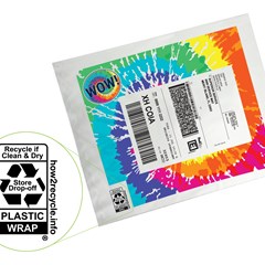 How2Recycle logo is shown on a Pregis Sharp Poly Bag.