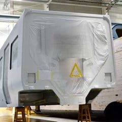 Wagenkasten mit Oberflächenschutz bereit für den Transport