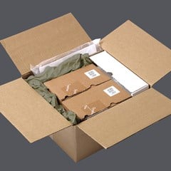 Productos electrónicos enviados con embalaje de papel de Pregis.