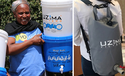 Uzima water containers and filters