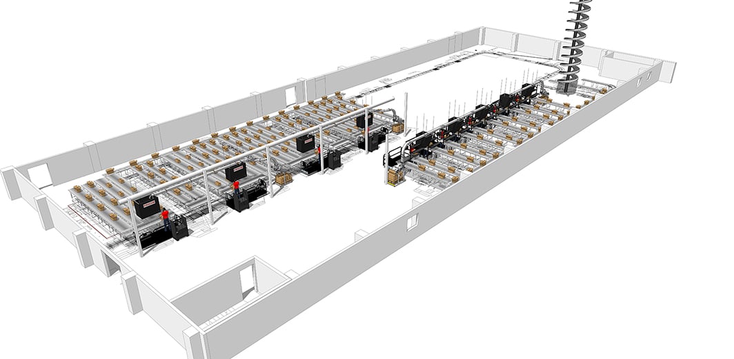 Papiertransport via luchtkanalen in 3d